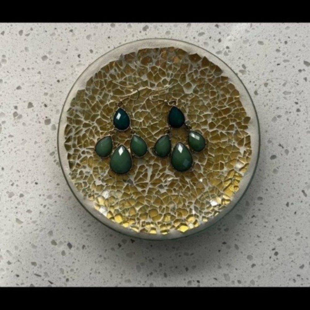 Multicolor Green Dangle Earrings - Gold Jewelry for Women - Dangling Earrings - Picture 3 of 4